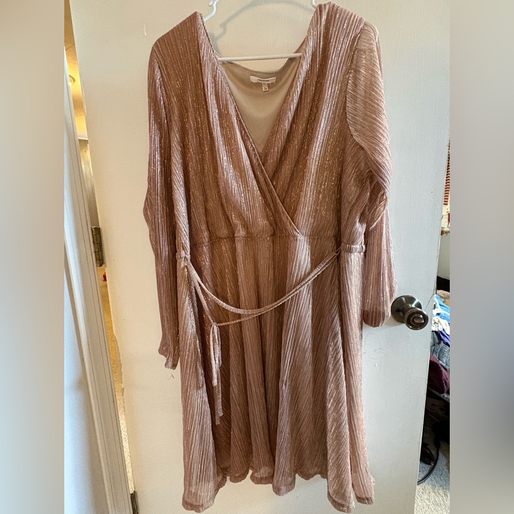 Maurice’s Plus Size Metallic Crinkle Knit Mini Dress.
